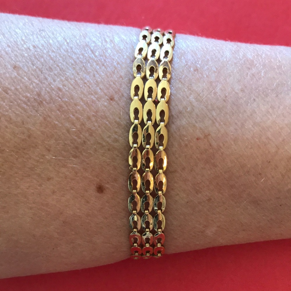 14K gold 7” panther link bracelet